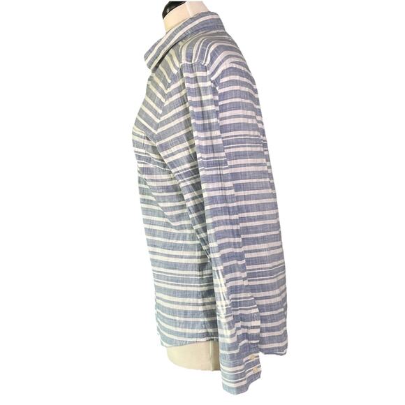 J. Crew Blue & White Stripe Lightweight Long Sleeve Button Down Shirt Size M - Picture 3 of 5